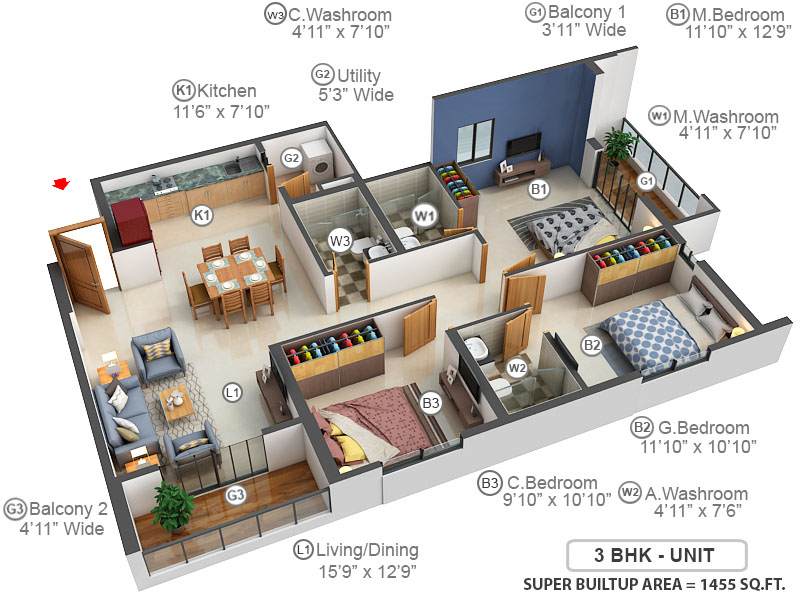 3DFloorPlan of Valmark Orchard Square