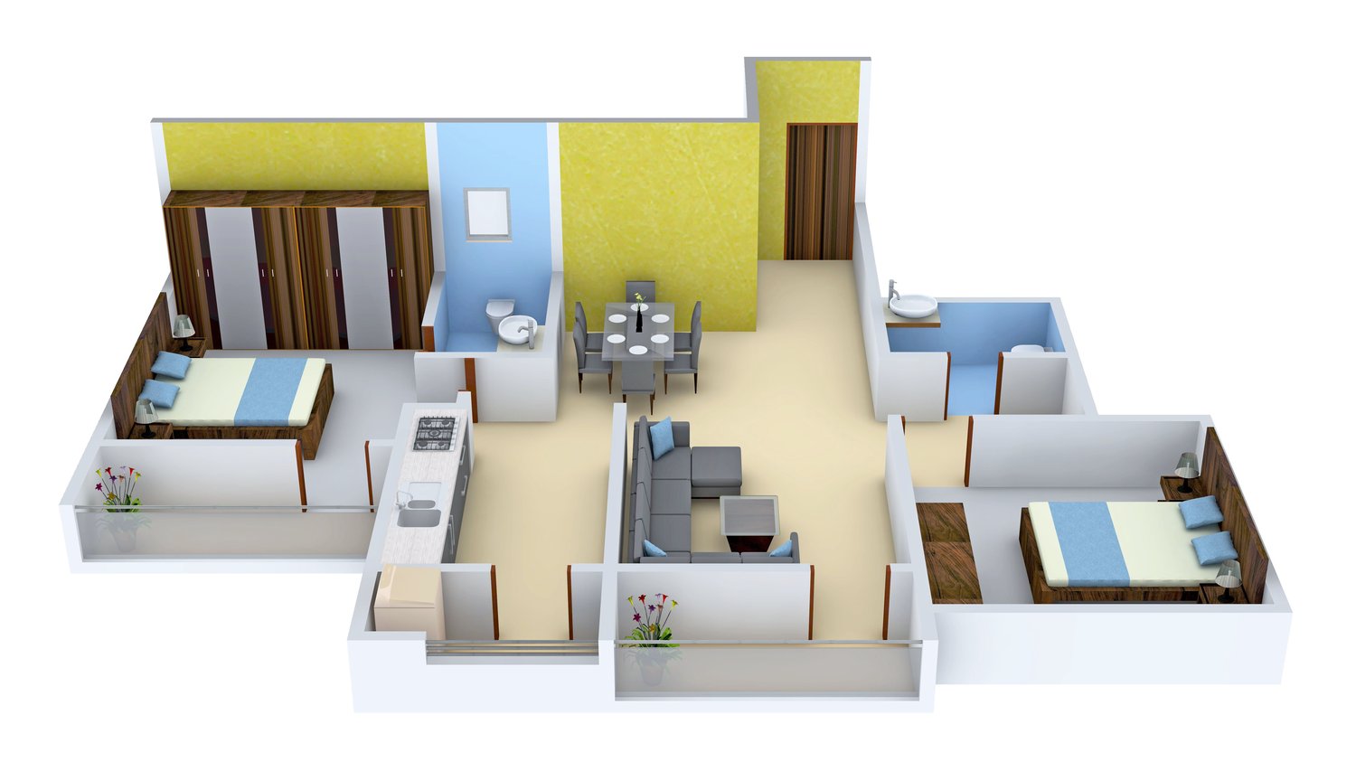 3DFloorPlan of Ankur Palm Springs