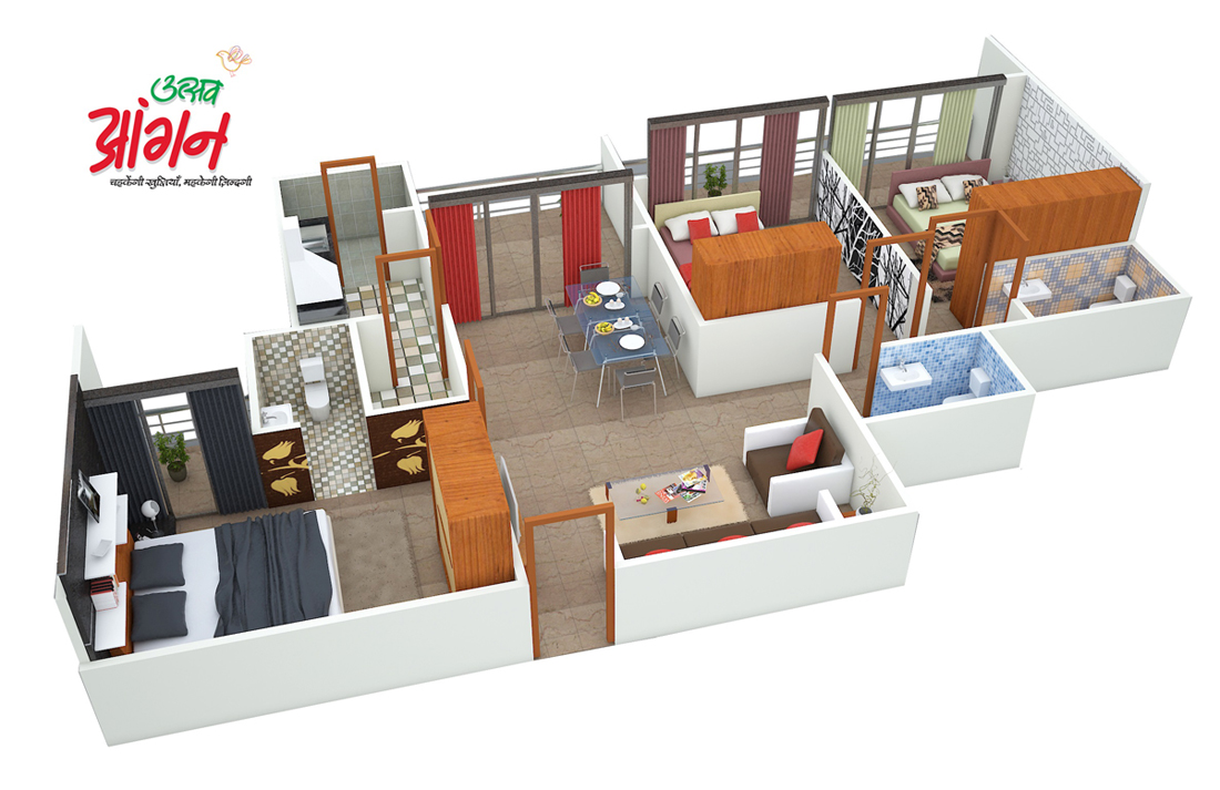 3DFloorPlan of Suyash Utsav Aangan