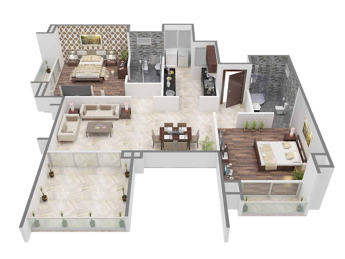 3DFloorPlan of Marvel Piazza Phase 01