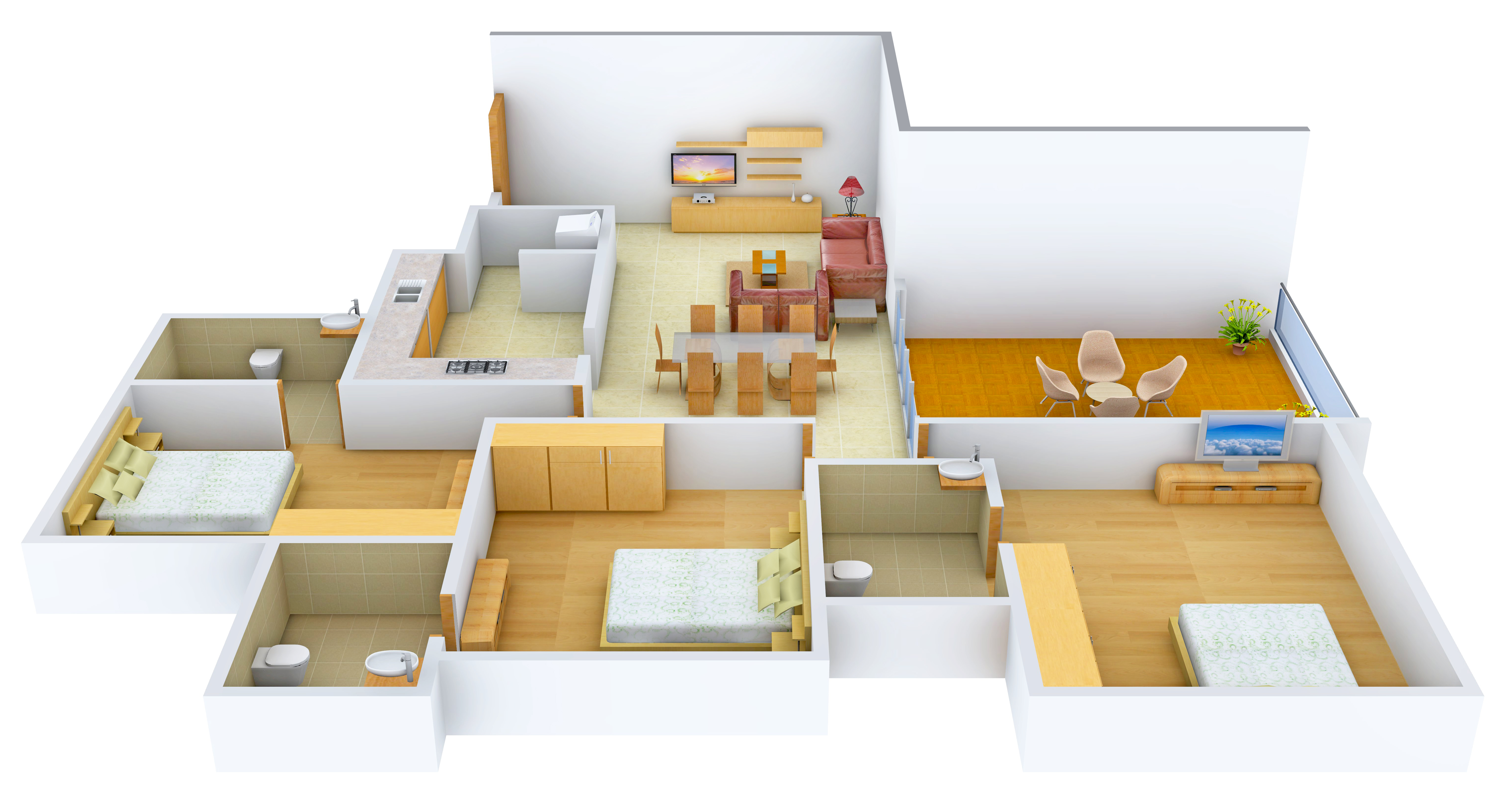 3DFloorPlan of Marvel Piazza Phase 01