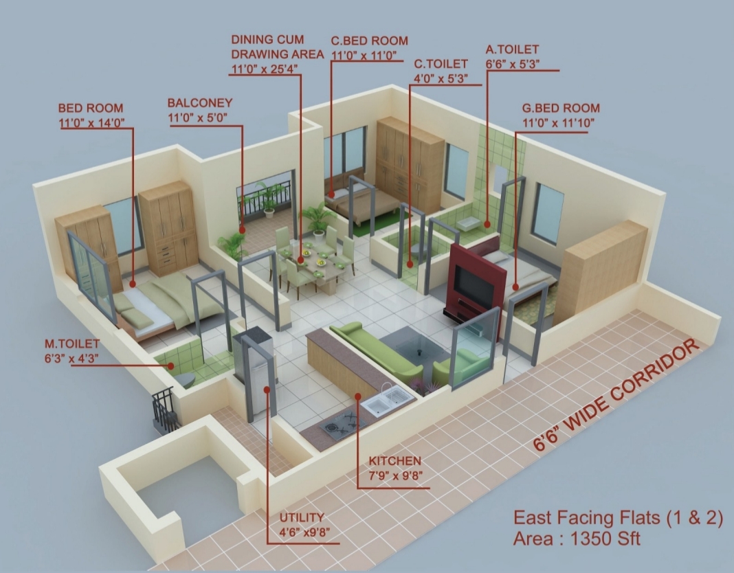 3DFloorPlan of Namitha Harmony