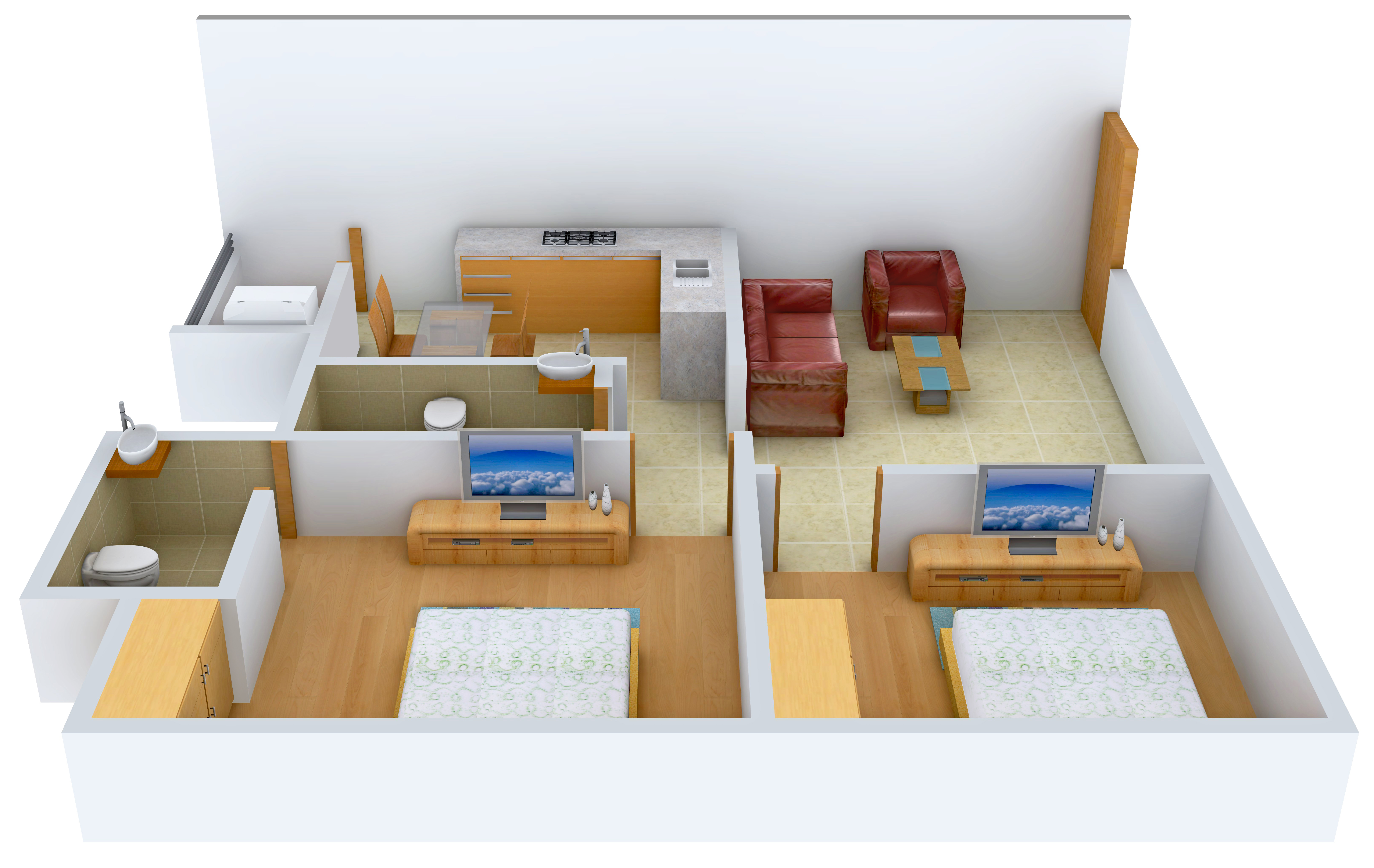 3DFloorPlan of Vivegam Aishwaryam Flats