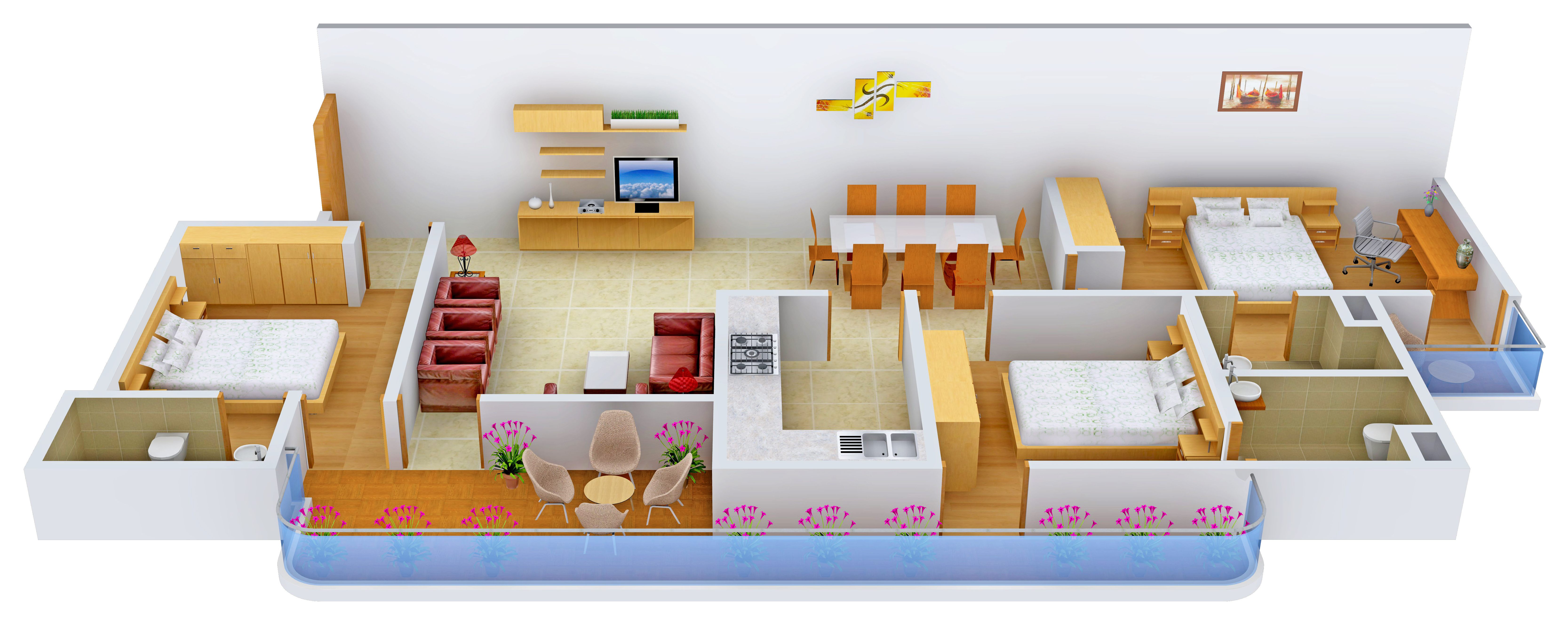 3DFloorPlan of Amarnath Amravati Apartments