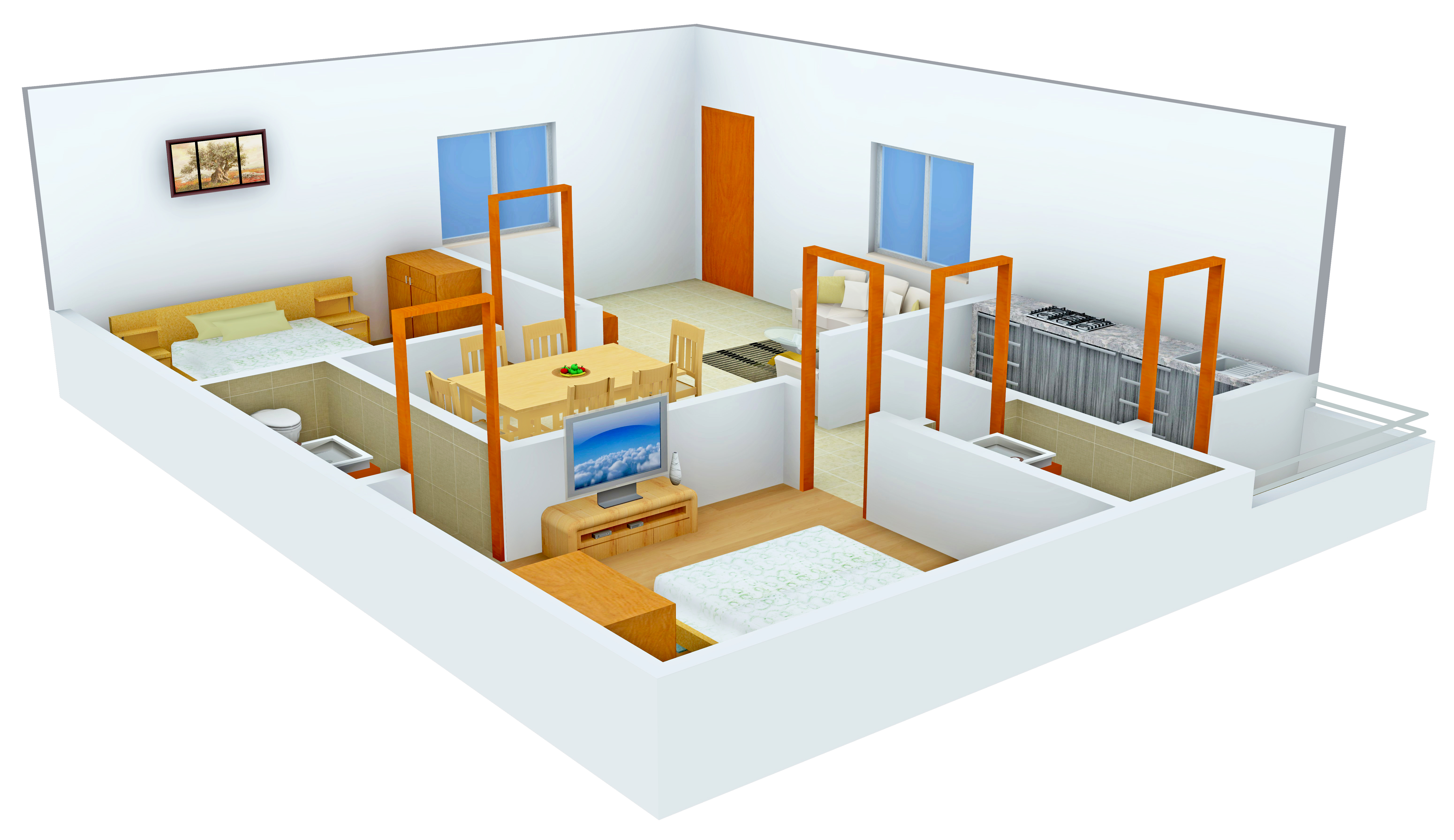 3DFloorPlan of Sudhakar Constructions Sri Sai Balaji Nilayam
