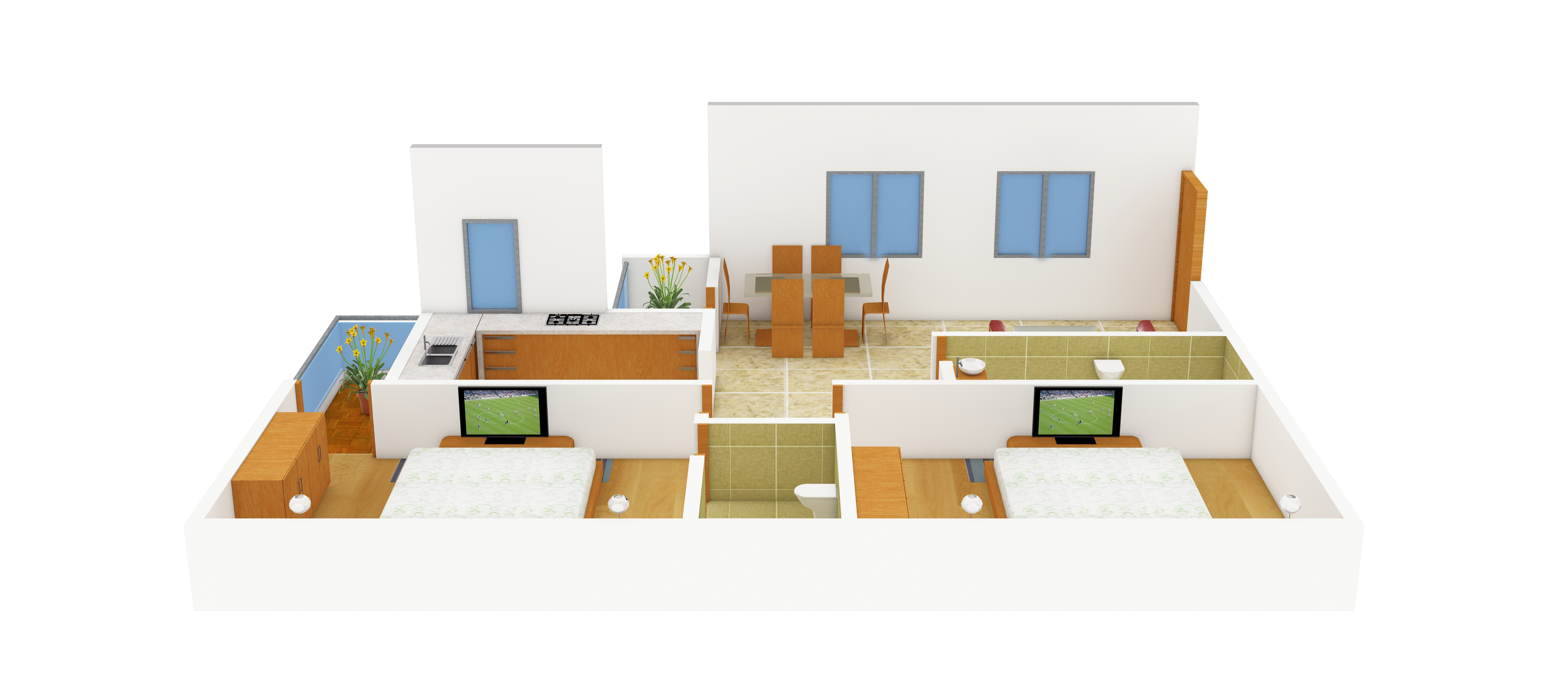 3DFloorPlan of Pansas Green View Residency