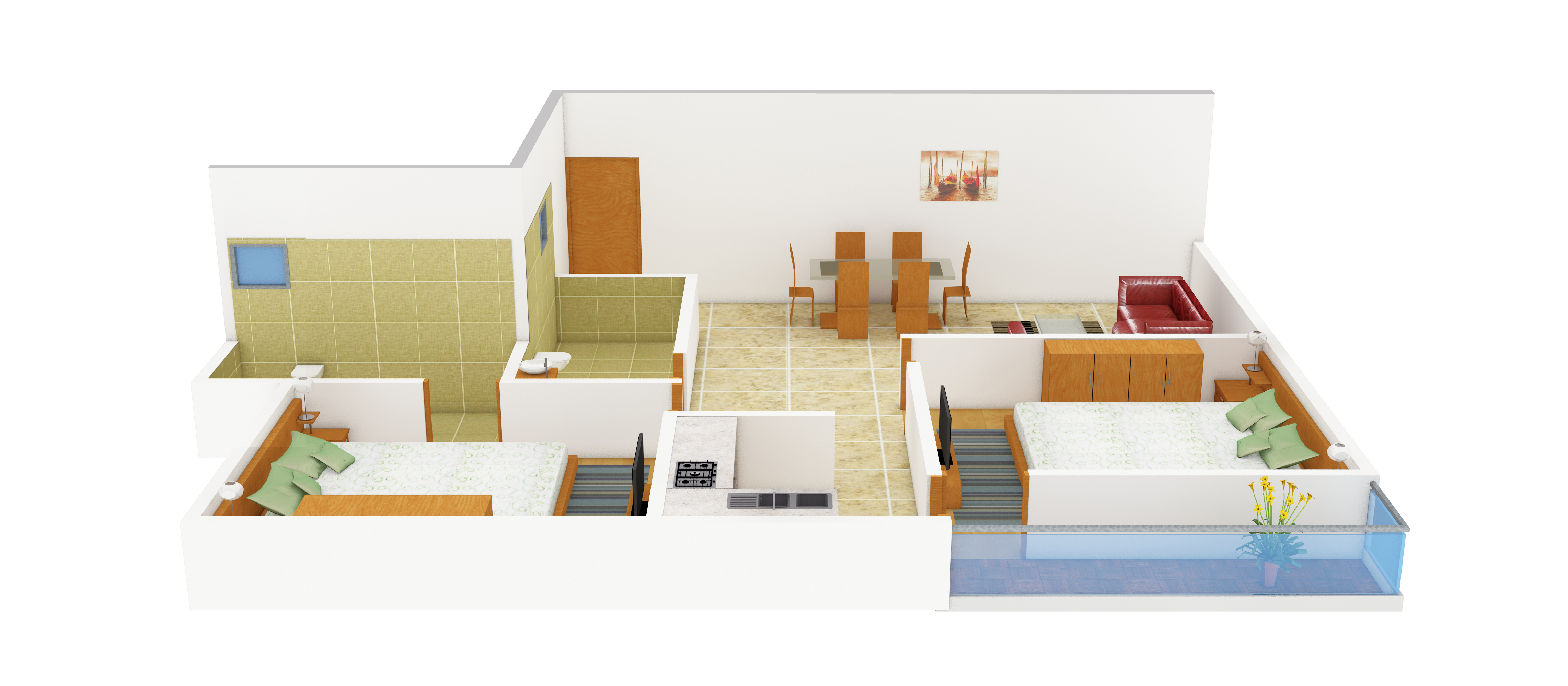 3DFloorPlan of Pansas Green View Residency