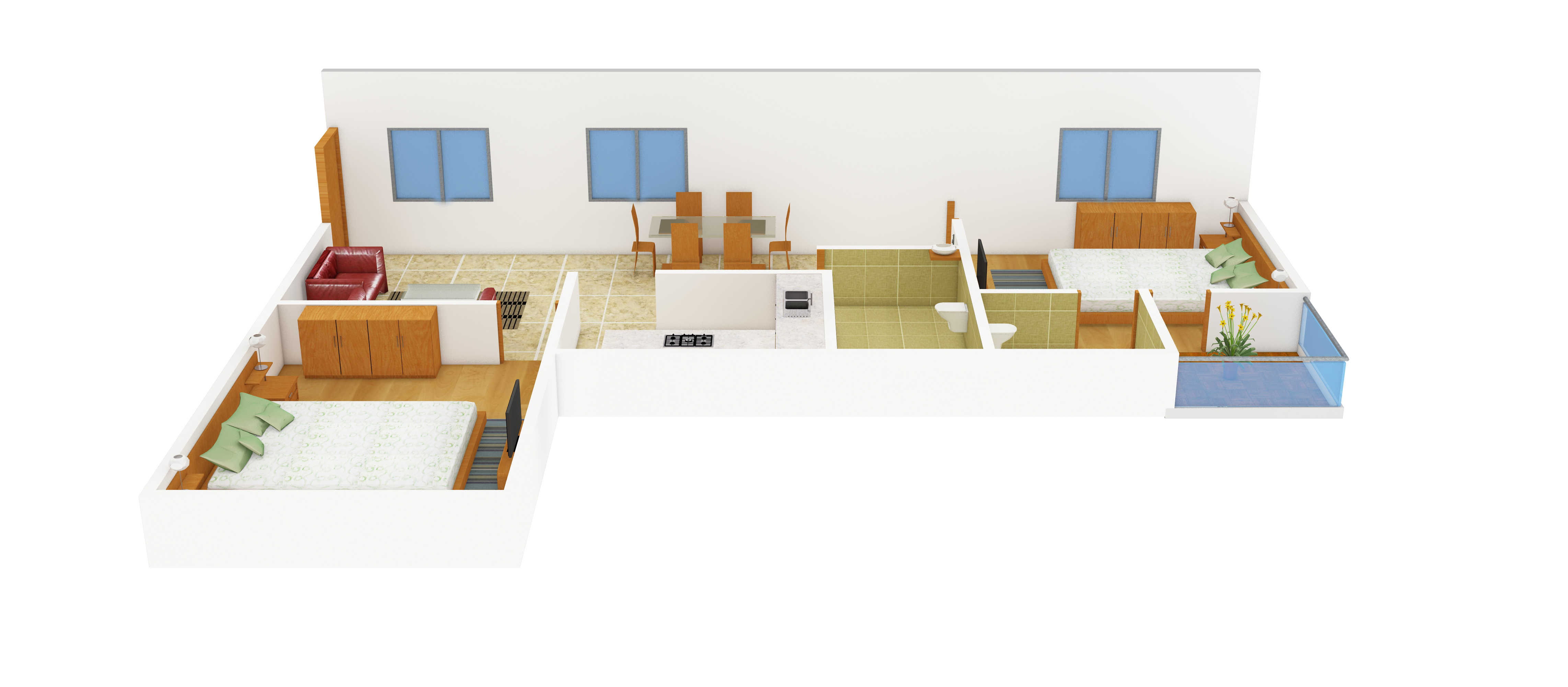 3DFloorPlan of Pansas Green View Residency