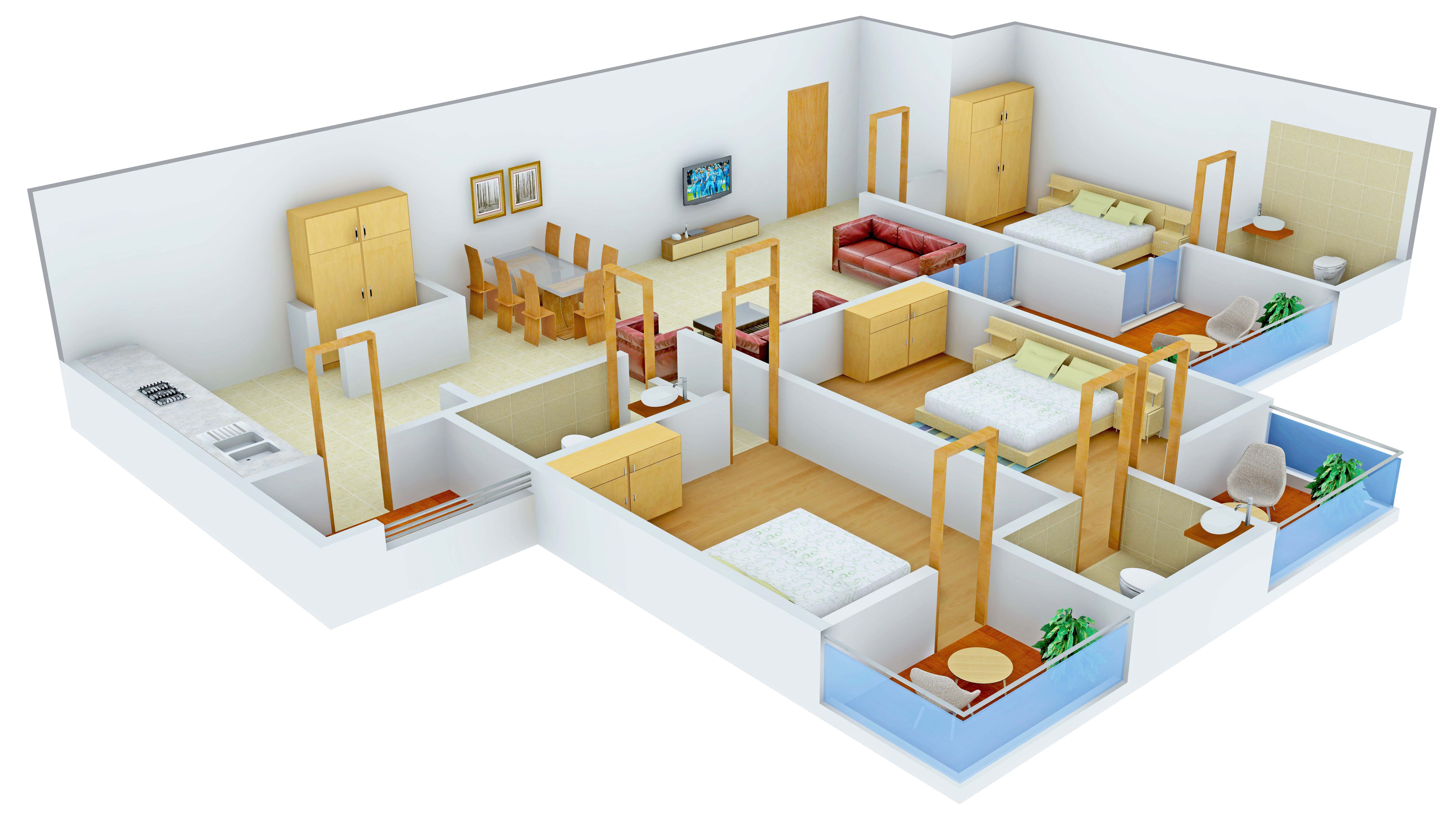 3DFloorPlan of Shree Radha Jaldeep Vertex