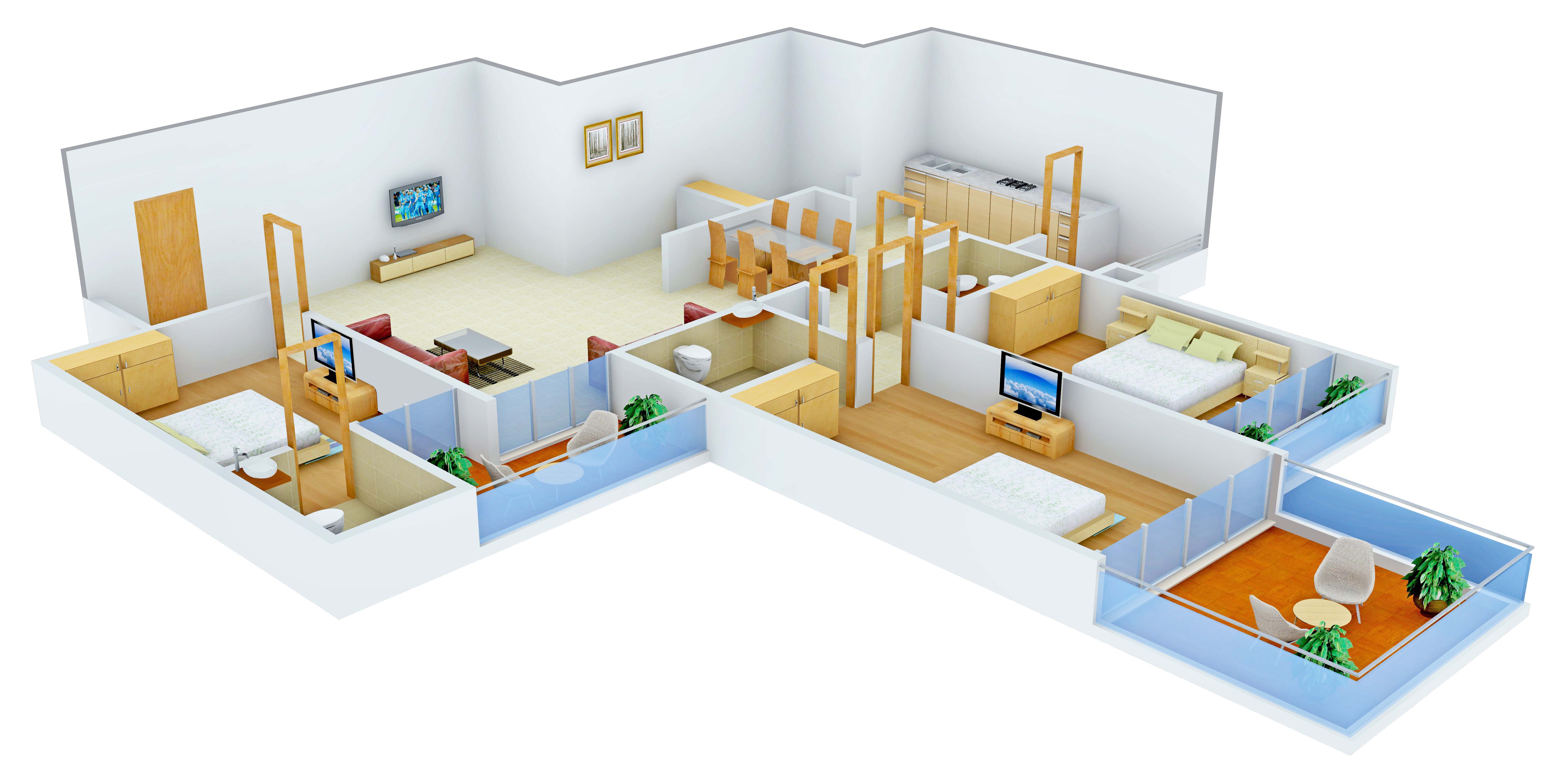 3DFloorPlan of Shree Radha Jaldeep Vertex