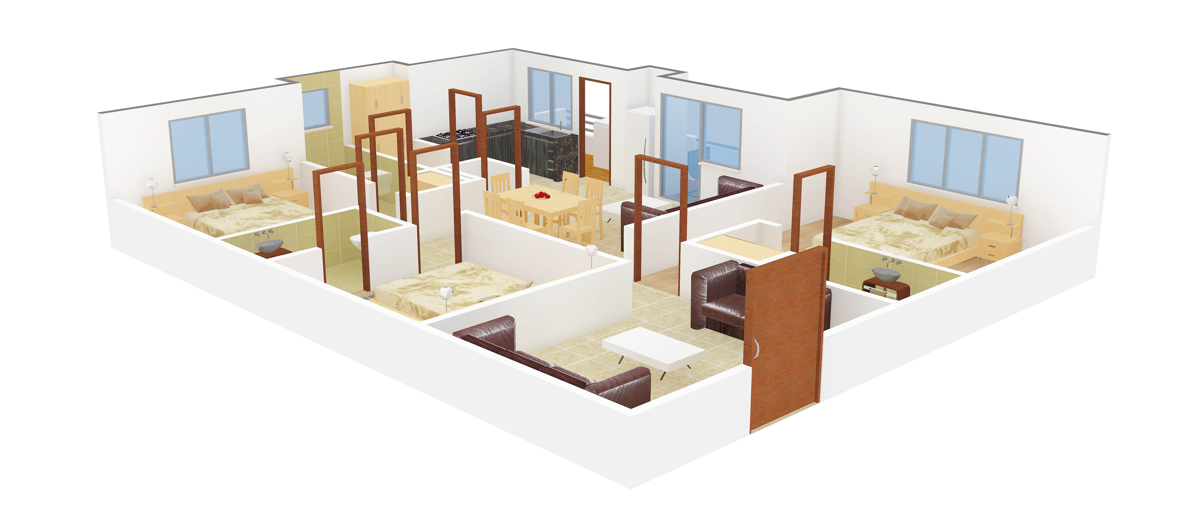3DFloorPlan of Om Sree Patel Rainbow Ville