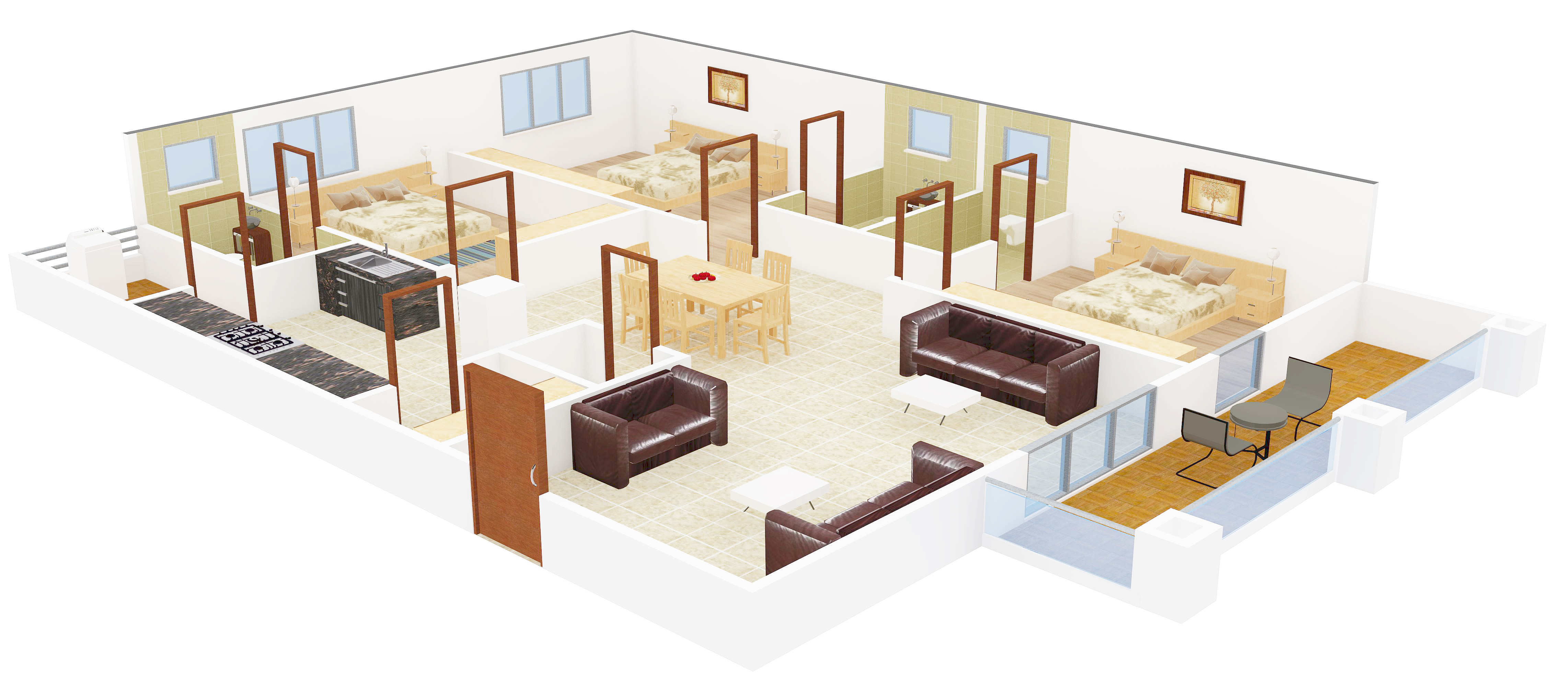 3DFloorPlan of Om Sree Patel Rainbow Ville