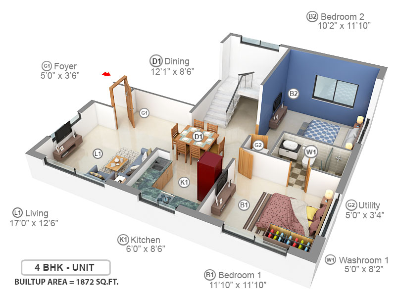 3DFloorPlan of Bloomsbury Convicity Villas