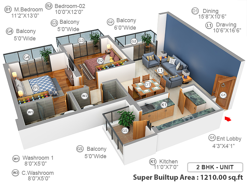 3DFloorPlan of Ashiana Mulberry