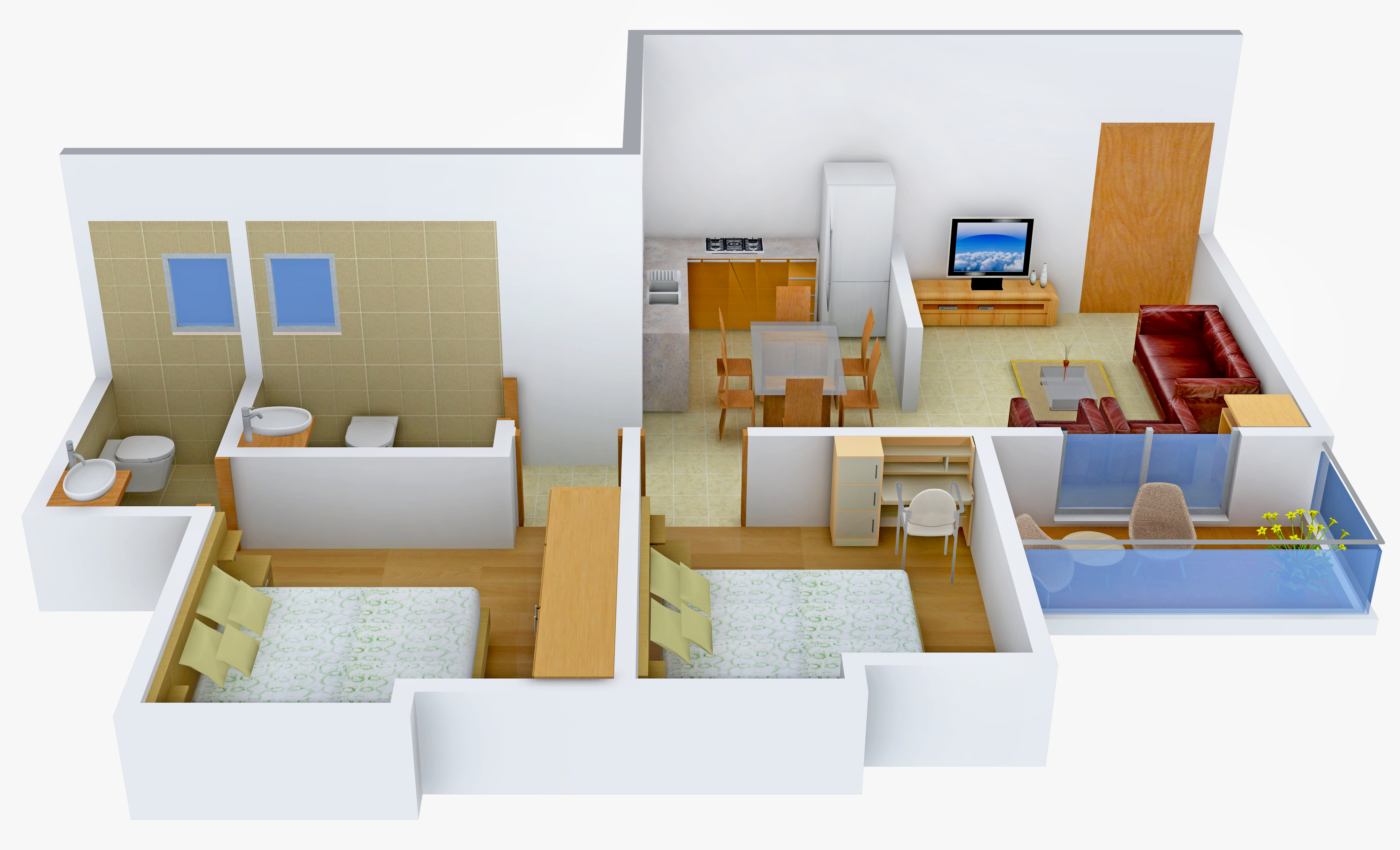3DFloorPlan of Maple Aapla Ghar Paud