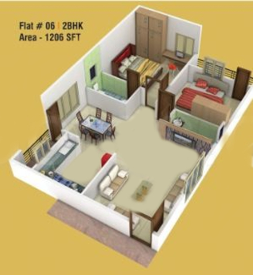 3DFloorPlan of MBM Rohith Residency