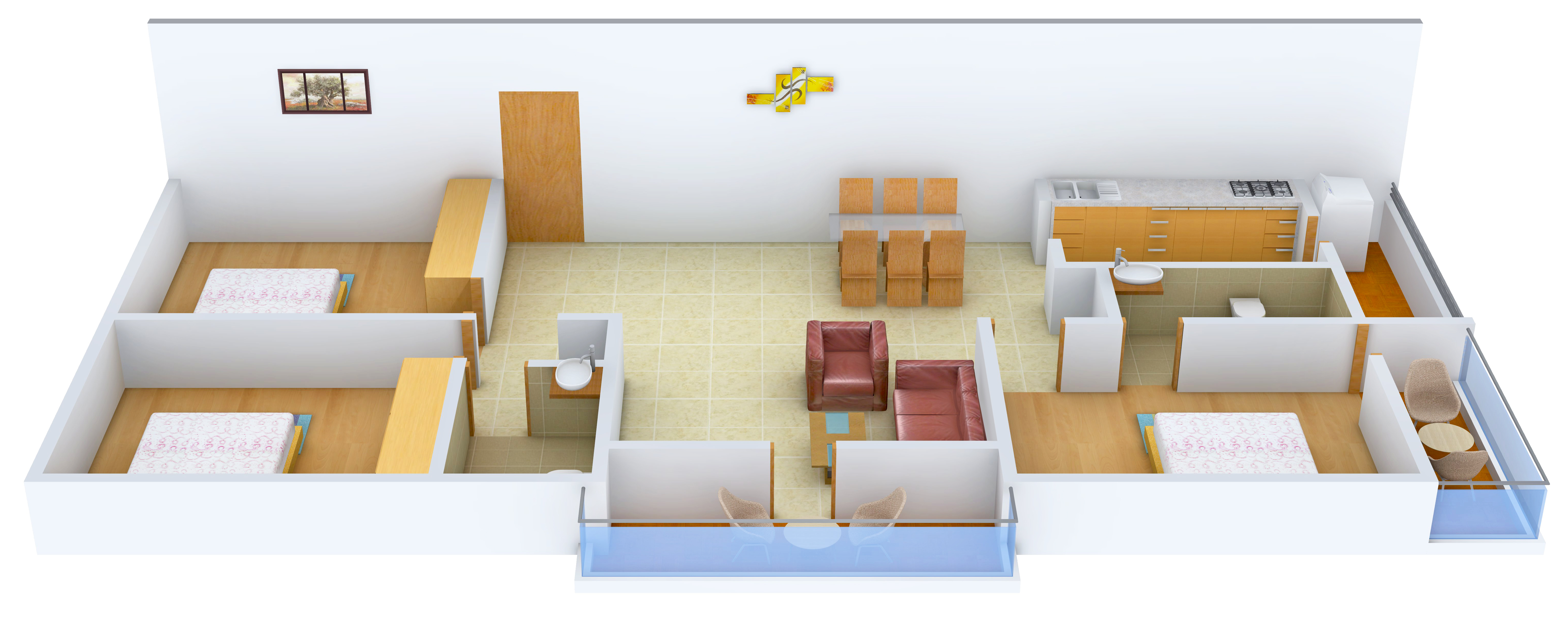 3DFloorPlan of Unitech Blossoms