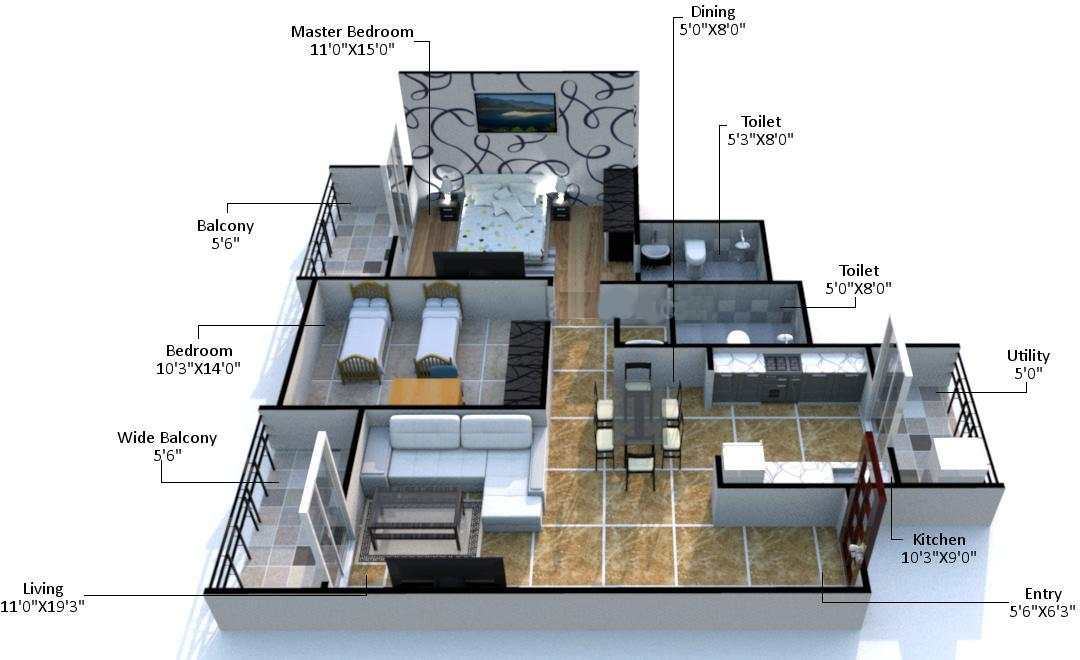 3DFloorPlan of Mantri Tranquil