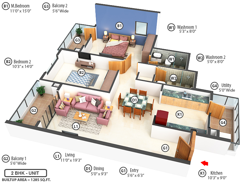 3DFloorPlan of Mantri Tranquil