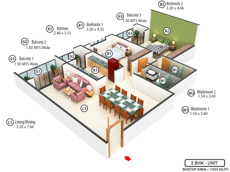 3DFloorPlan of Tridentia Panache Phase I