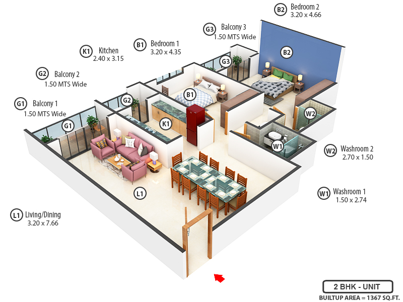 3DFloorPlan of Tridentia Panache Phase I