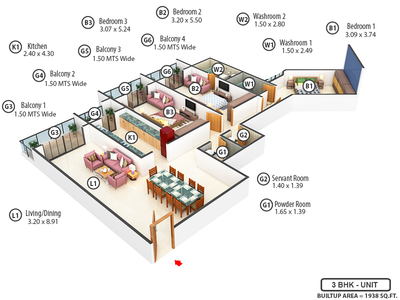 3DFloorPlan of Tridentia Panache Phase I