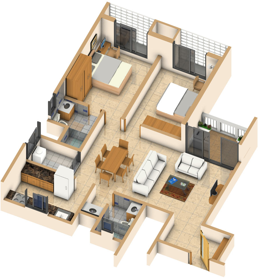 3DFloorPlan of Grasslands Blue Berry Woods
