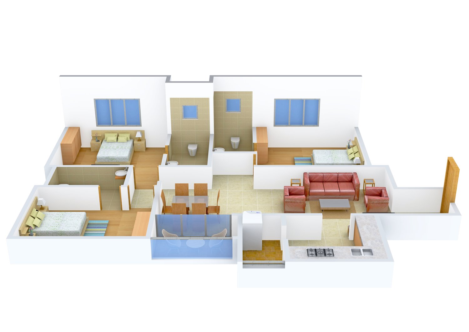 3DFloorPlan of Kriticons Jirawala Paradise