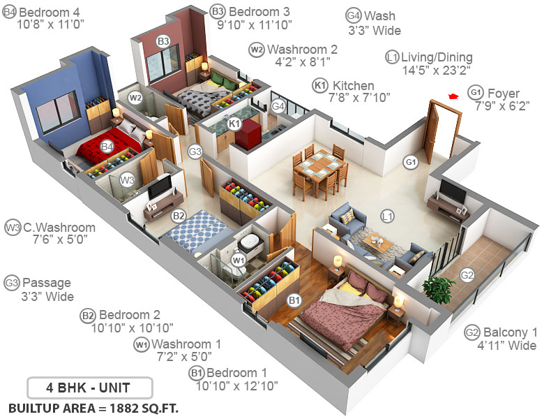 3DFloorPlan of Alcove Flora Fountain