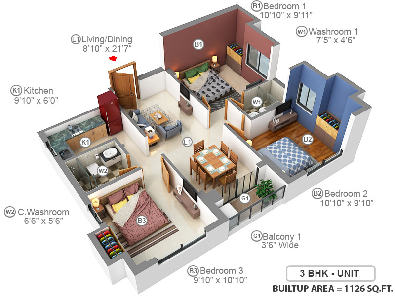 3DFloorPlan of Alcove Flora Fountain