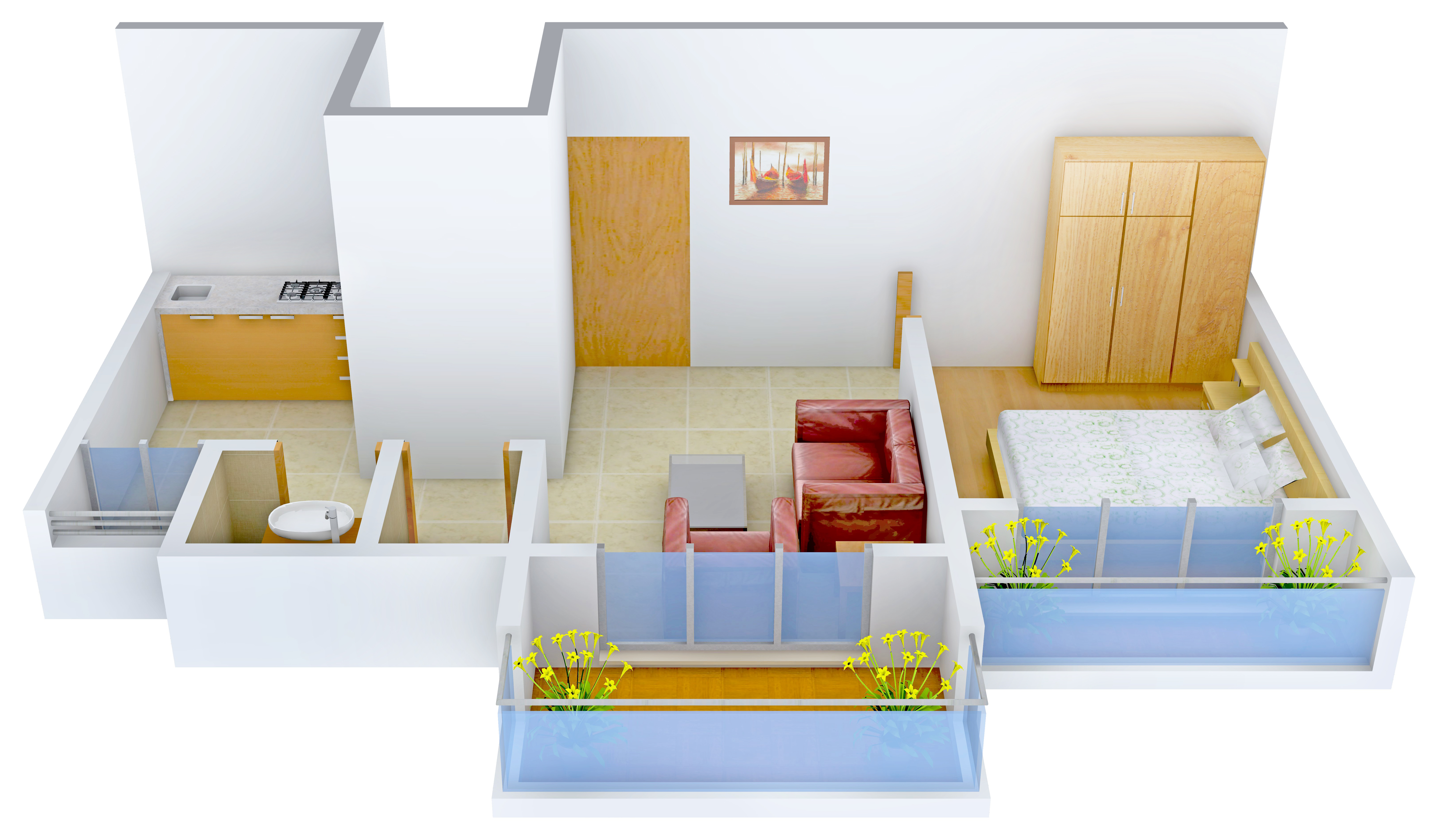 3DFloorPlan of Gurukrupa Residency