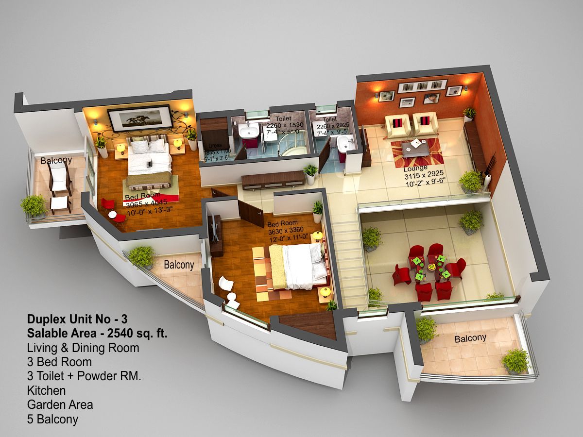 Upper Level Duplex Plan