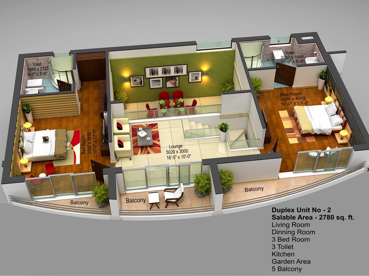 Upper Level Duplex Plan