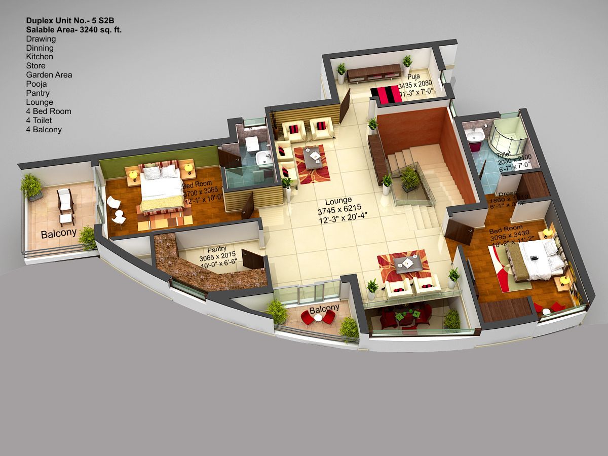 Upper Level Duplex Plan