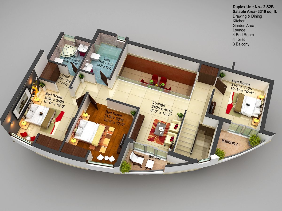 Upper Level Duplex Plan