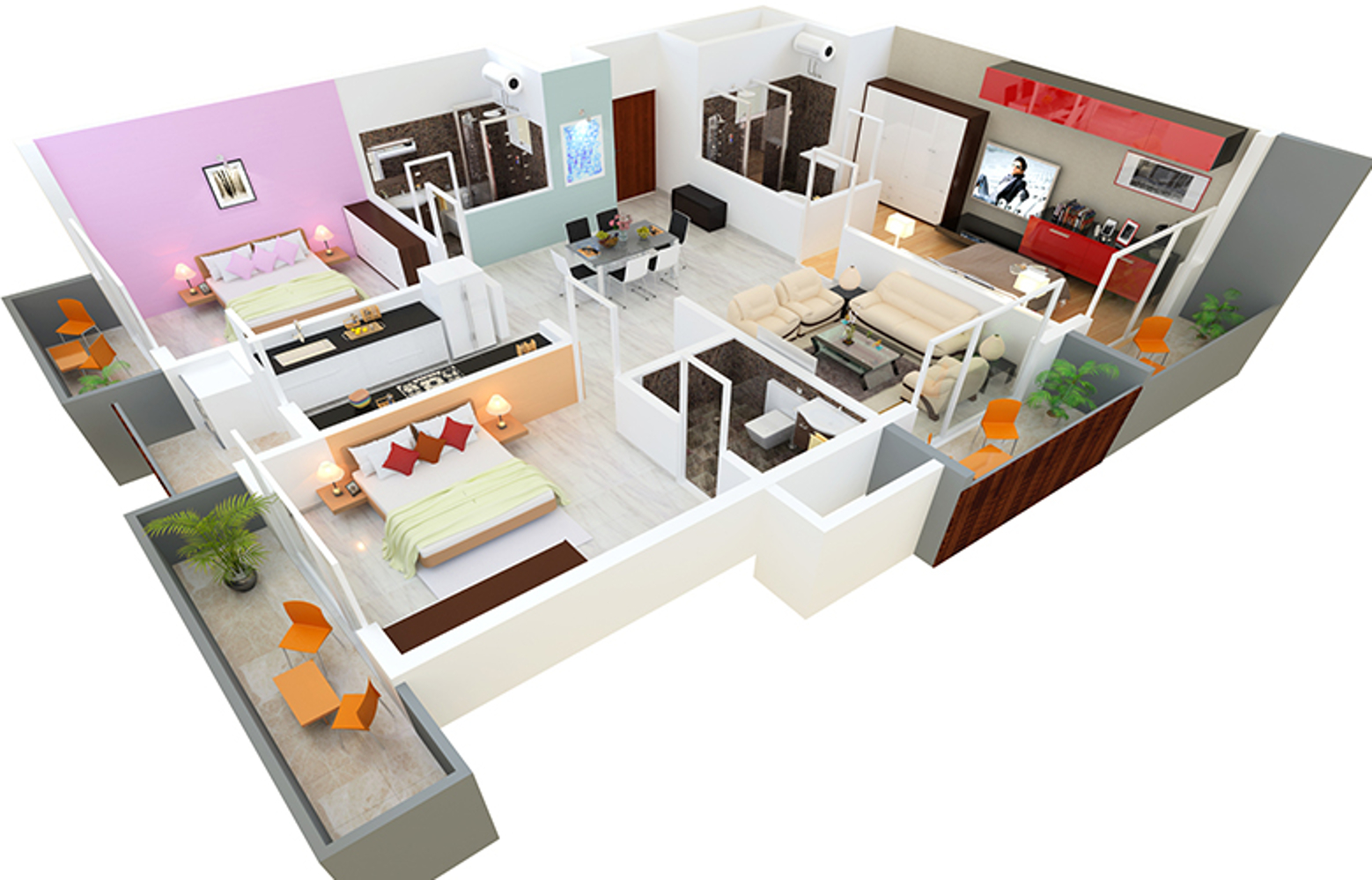 3DFloorPlan of MSR Blue Petals
