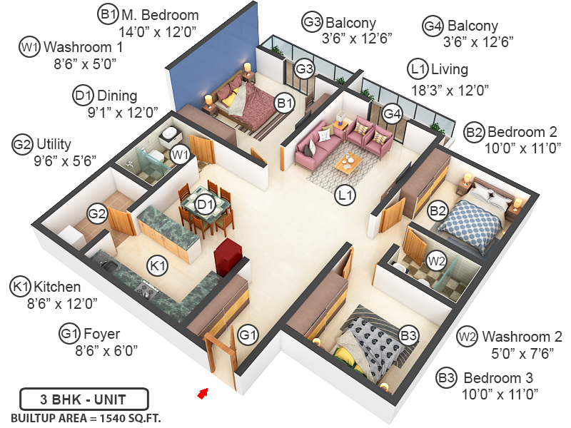 3DFloorPlan of Nandi Homes