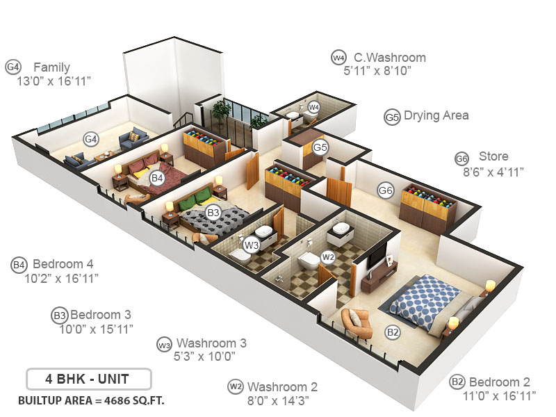 Upper Level Duplex Plan