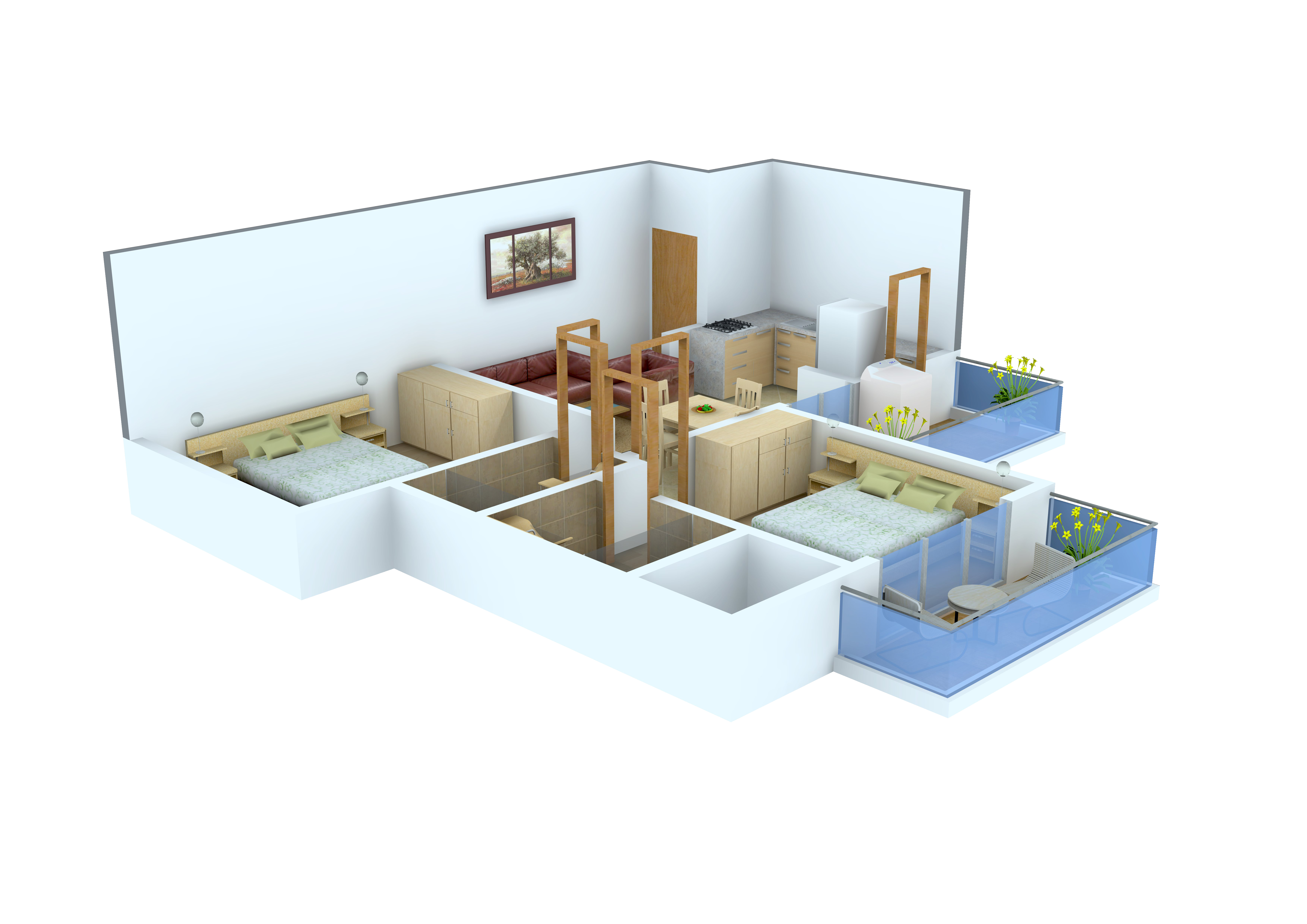 3DFloorPlan of Parker White Lily Residency