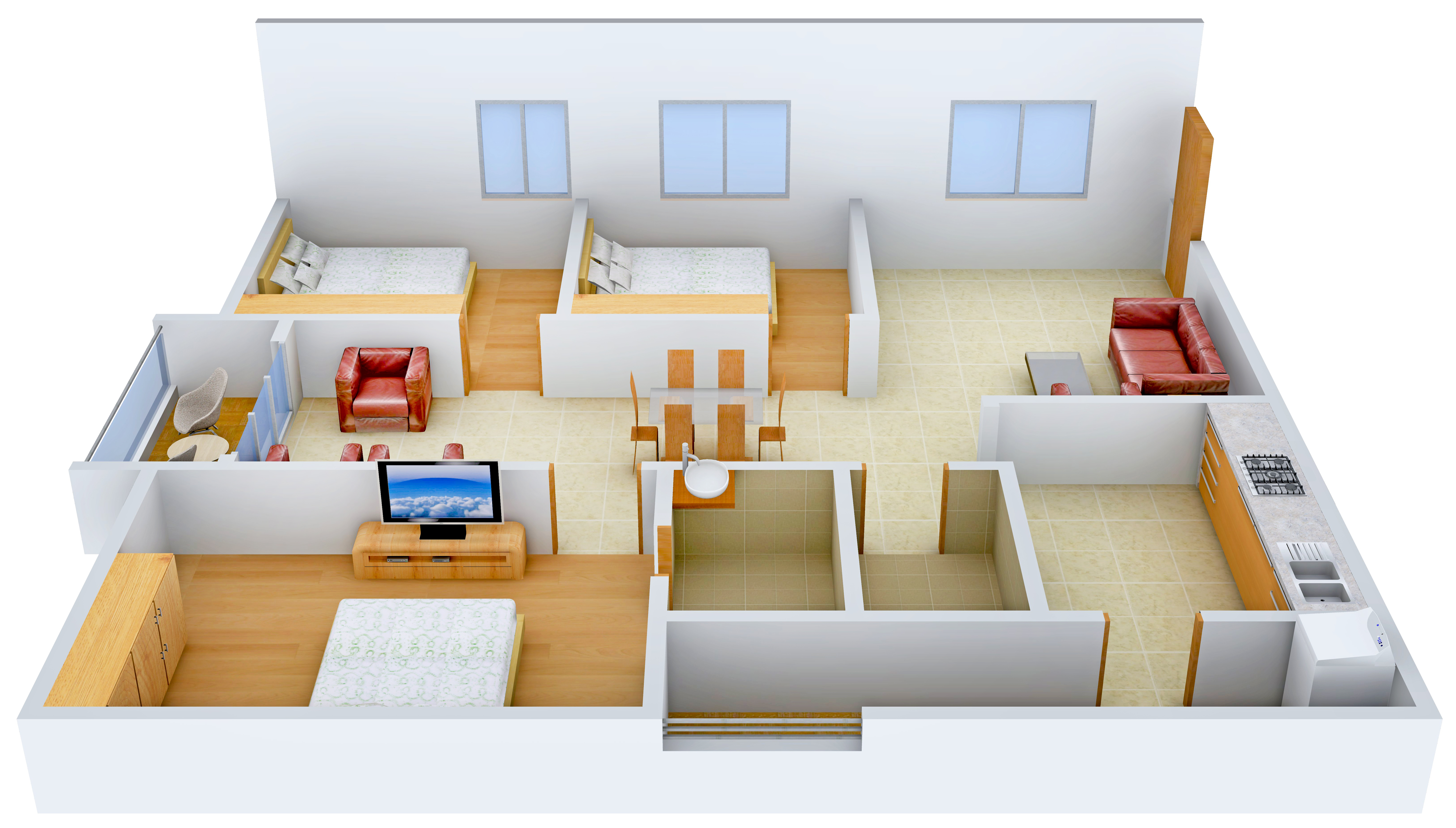 3DFloorPlan of Myspace Akshaya