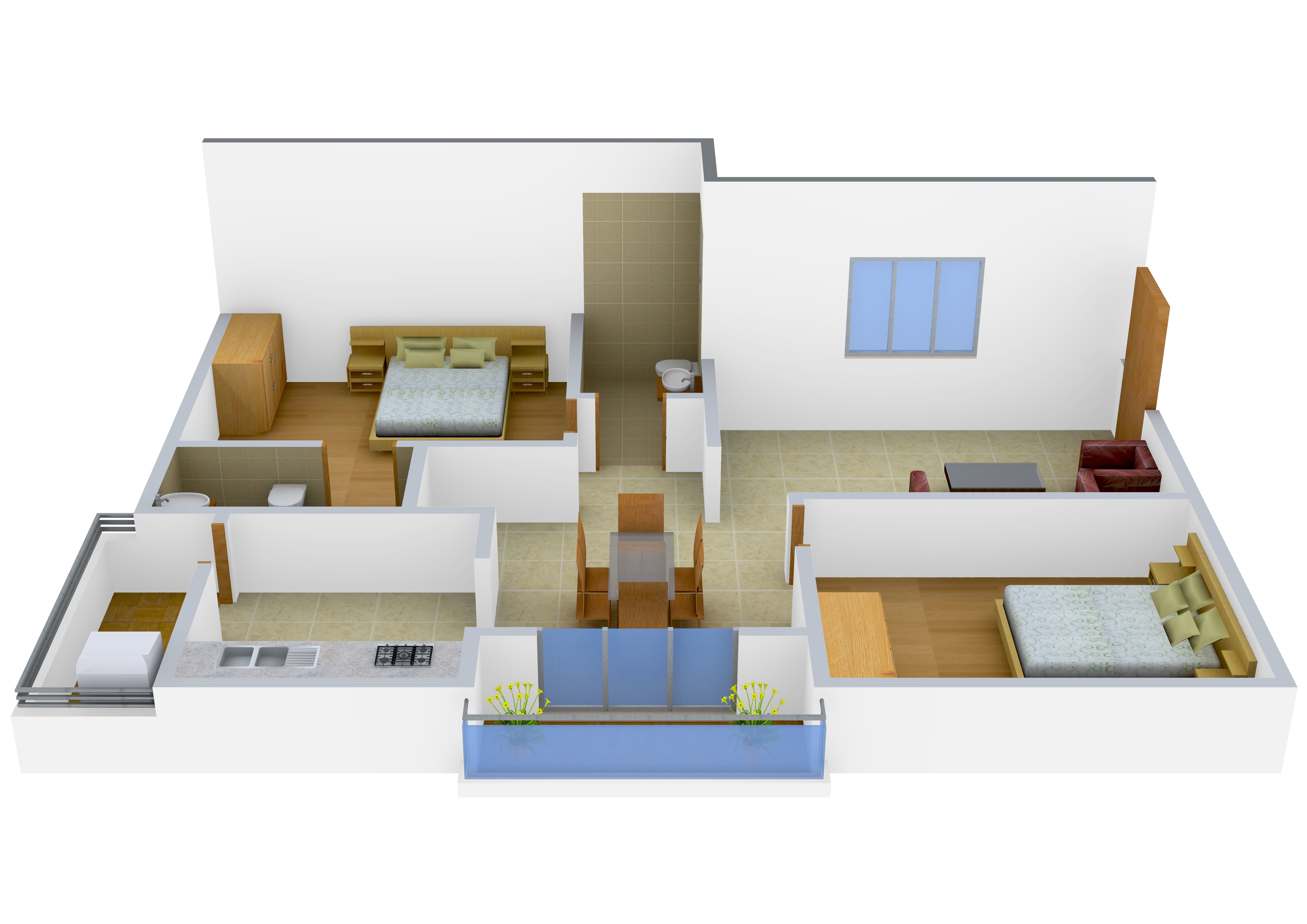 3DFloorPlan of S2 Zinnia