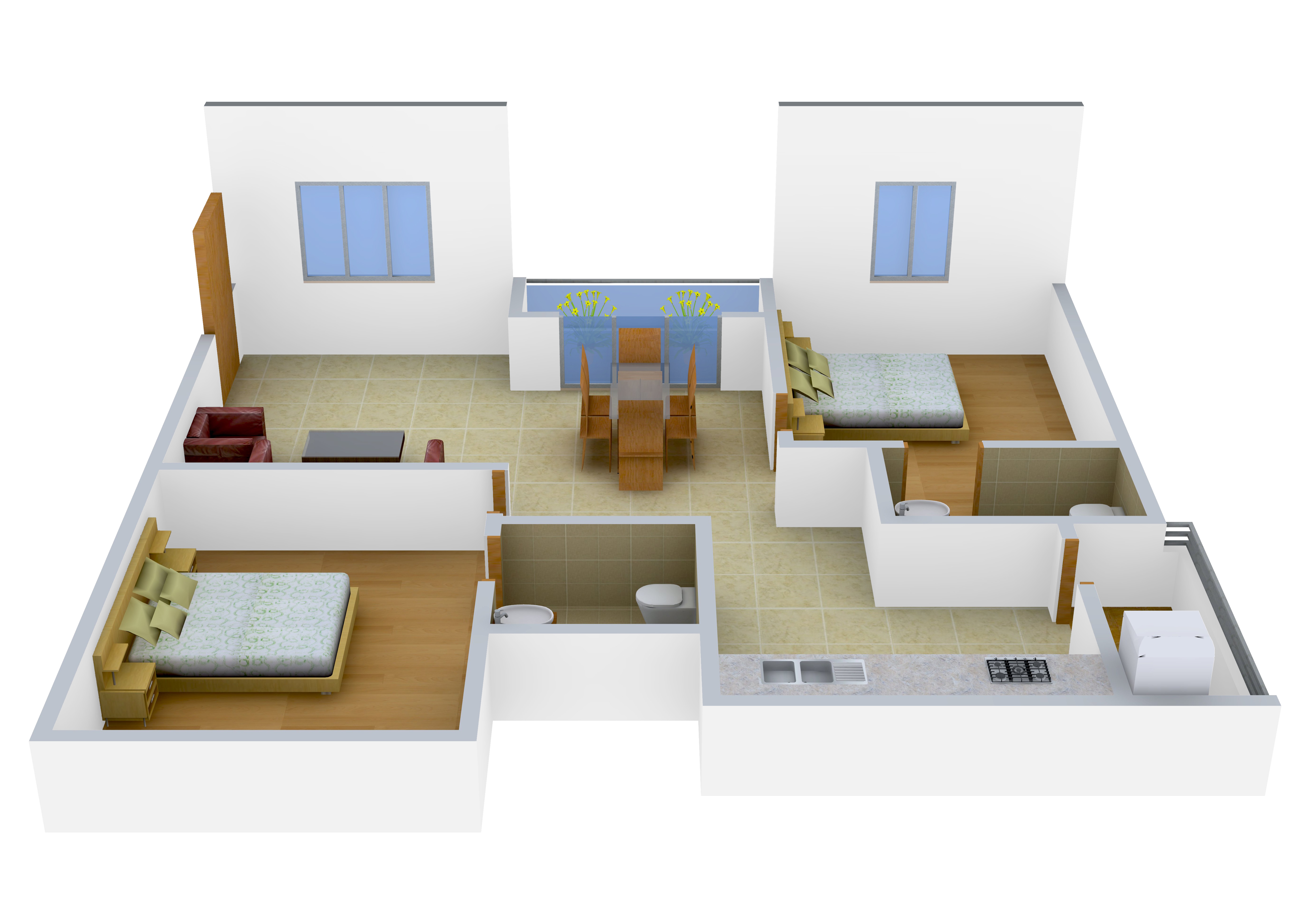3DFloorPlan of S2 Zinnia