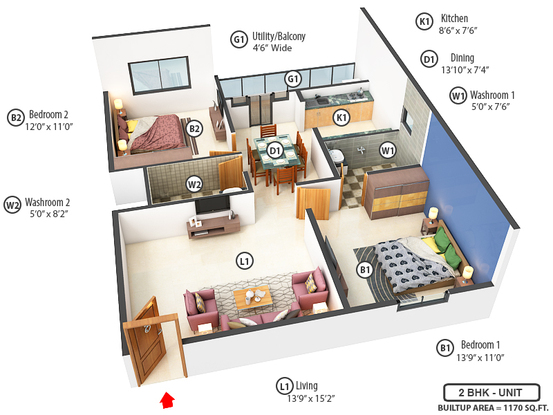 3DFloorPlan of Flourish Gurushree