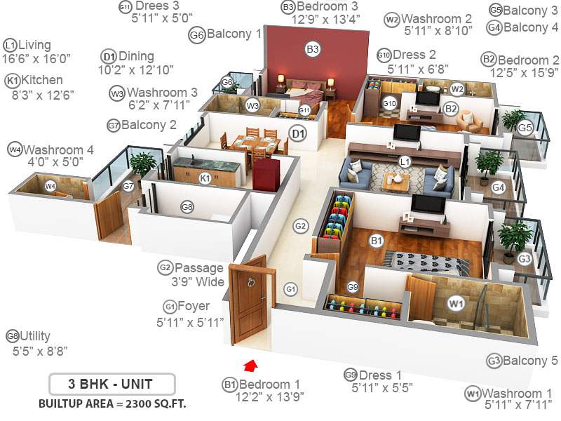 3DFloorPlan of ATS Le Grandiose