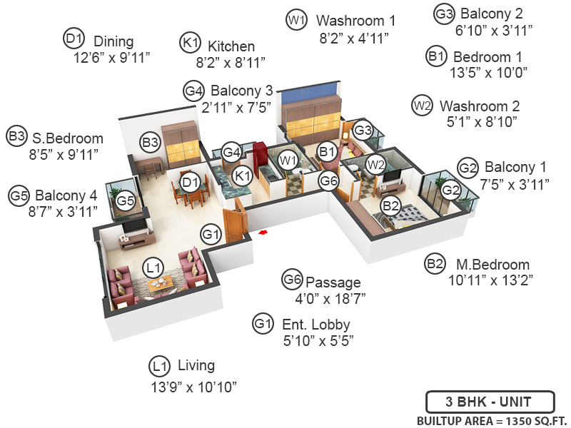 3DFloorPlan of Vatika Xpressions