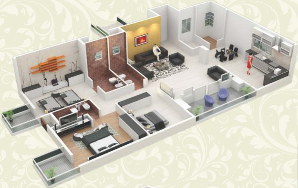 3DFloorPlan of Brahmecha Laxmi Elite