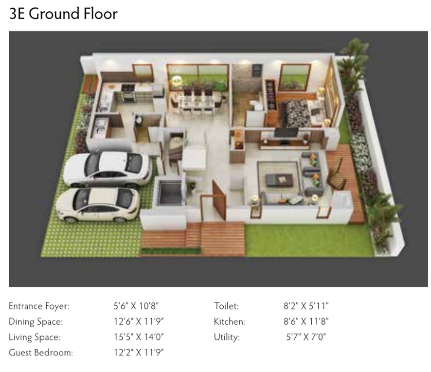 3DFloorPlan of Srivari Saarang Villas Phase 1