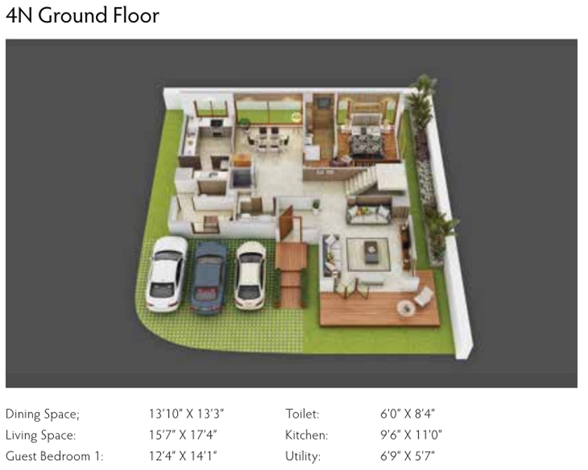 3DFloorPlan of Srivari Saarang Villas Phase 1
