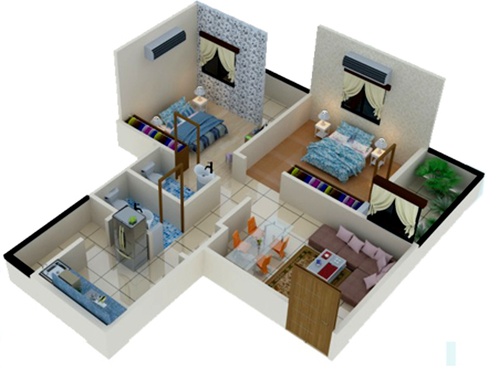 3DFloorPlan of Neel Vihar Apartment