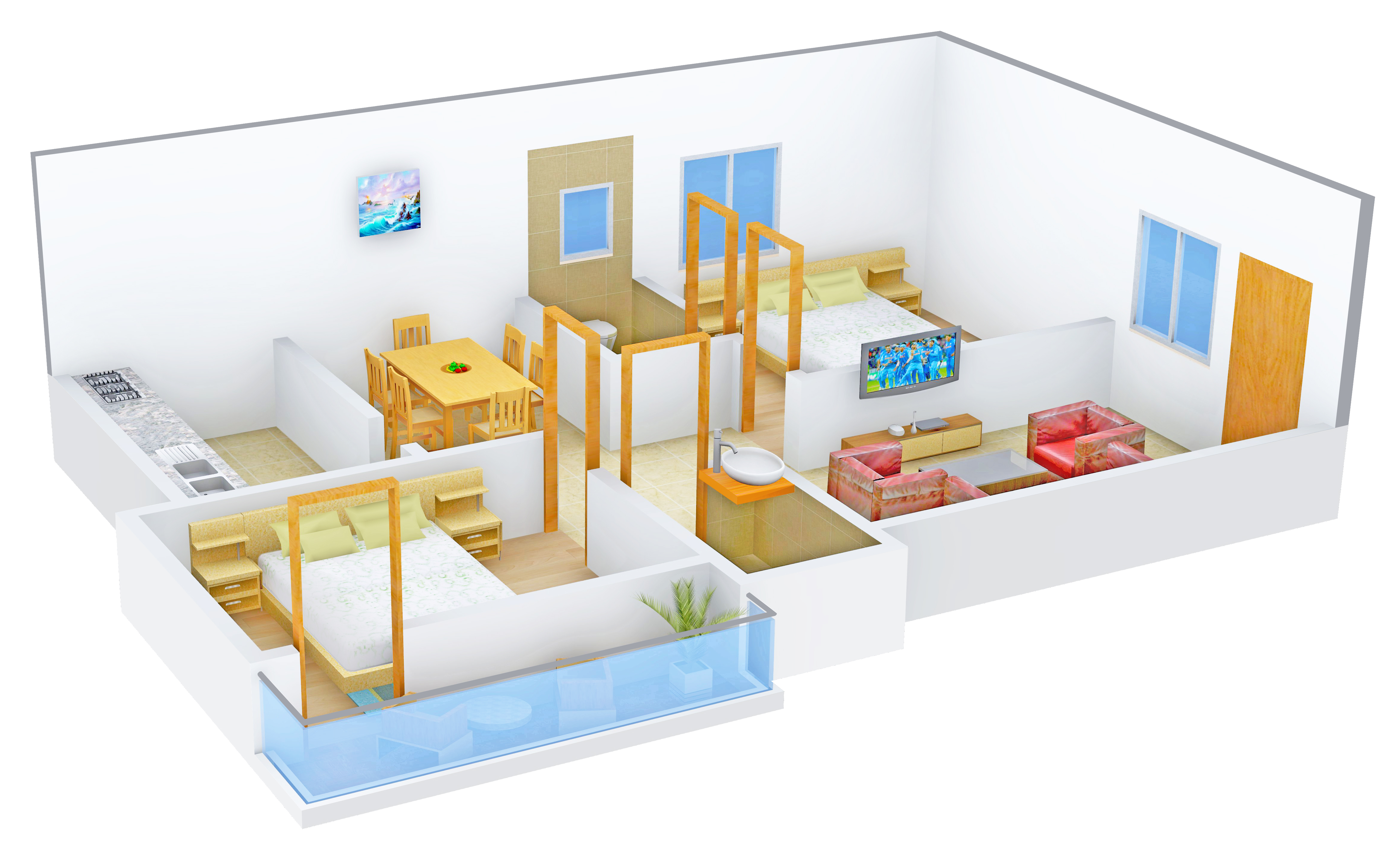 3DFloorPlan of VBM Ushodaya Enclave